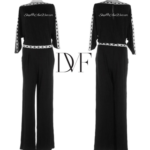 Diane Von Furstenburg NWT *RARE* black studded chain jumpsuit *shop@iamwarrior - Picture 4 of 12